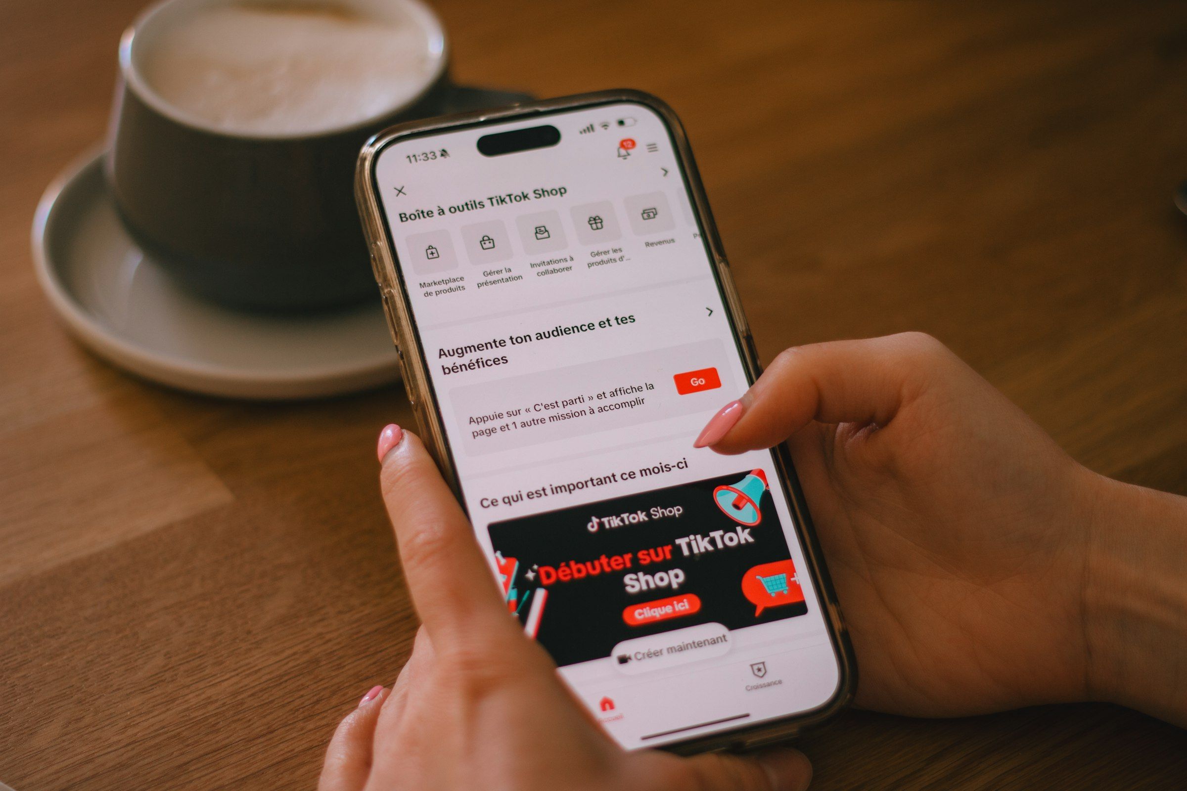 TikTok Shop seller tools open on a phone